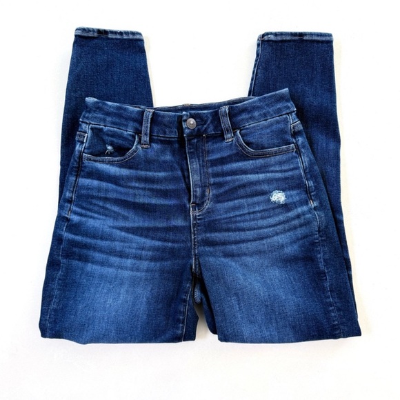 American Eagle Curvy Hi Rise Distressed Jegging Crop 4 - Picture 1 of 5